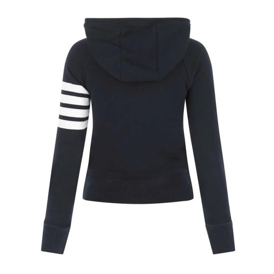 26SS 톰브라운 4바 루프백 저지 니트 엔지니어드 집업 후드 FJT001A00535415 NAVY DOM - THOM BROWNE