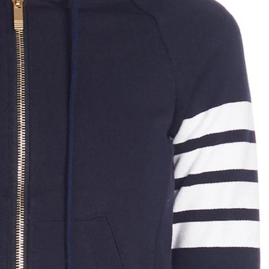 26SS 톰브라운 4바 루프백 저지 니트 엔지니어드 집업 후드 FJT001A00535415 NAVY DOM - THOM BROWNE