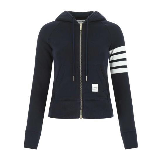 26SS 톰브라운 4바 루프백 저지 니트 엔지니어드 집업 후드 FJT001A00535415 NAVY DOM