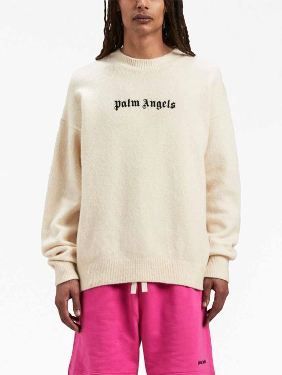 24FW 팜앤젤스 스웨터 PMHE054F23KNI0040110 White - PALM ANGELS