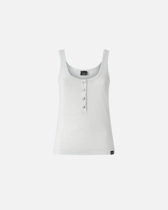 25SS 핑코 민소매 티셔츠 104649A2CQ I17 Argento metallizzato