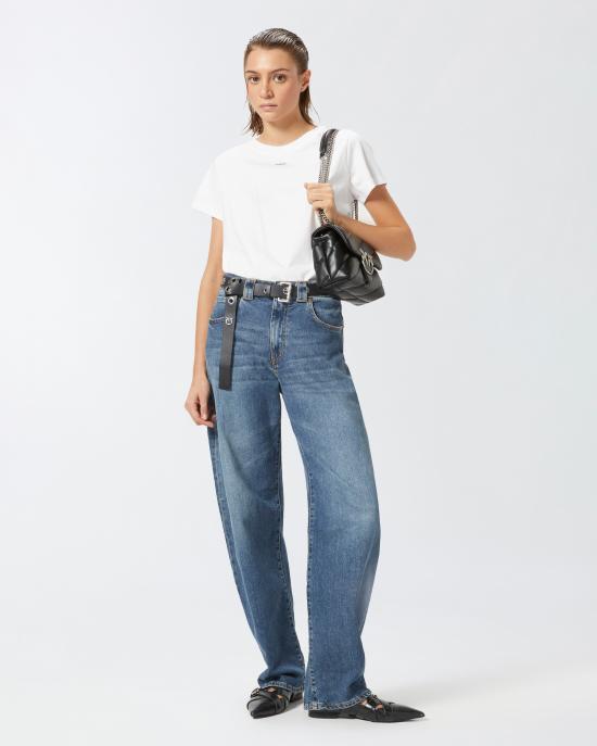  핑코 반팔 티셔츠 100373A228 Z04 Bianco brill - PINKO