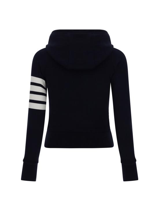 26SS 톰브라운 4바 루프백 저지 니트 엔지니어드 집업 후드 FJT001A00535 415 BLUE - THOM BROWNE