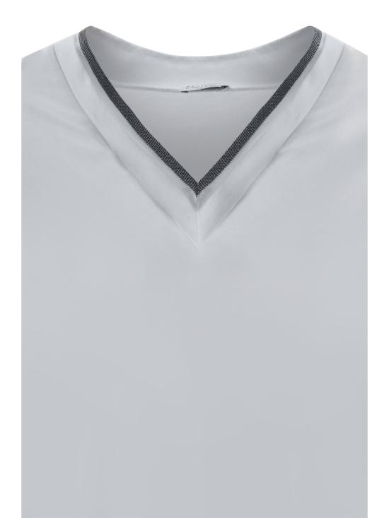 26SS 브루넬로 쿠치넬리 모닐리 브이넥 코튼 M0T18BD222 C159 WHITE - BRUNELLO CUCINELLI