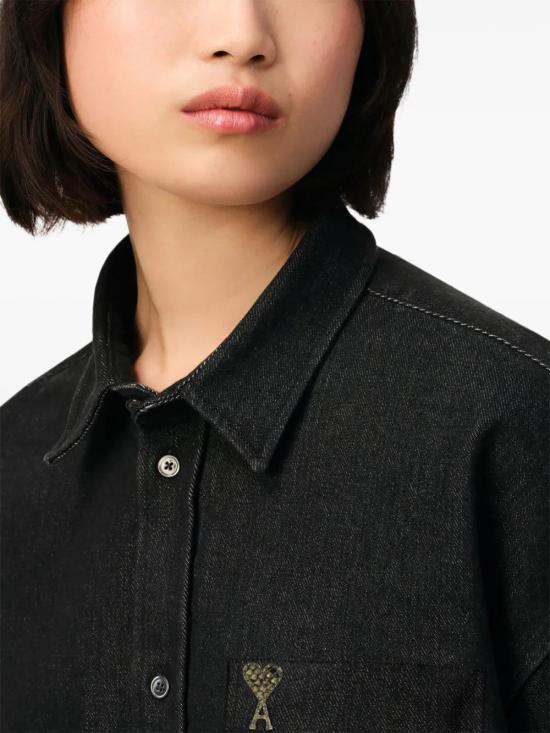  아미 긴팔 셔츠 E25SPUSH143DE0004 black - AMI