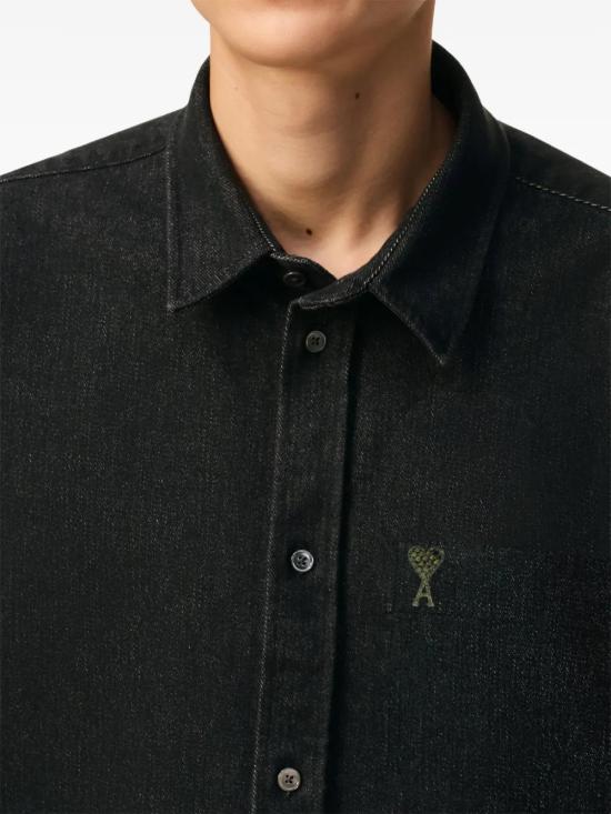  아미 긴팔 셔츠 E25SPUSH143DE0004 black - AMI