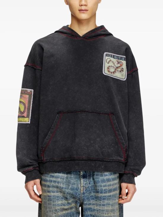  디젤 후드 티셔츠 P014690SPBN black - DIESEL