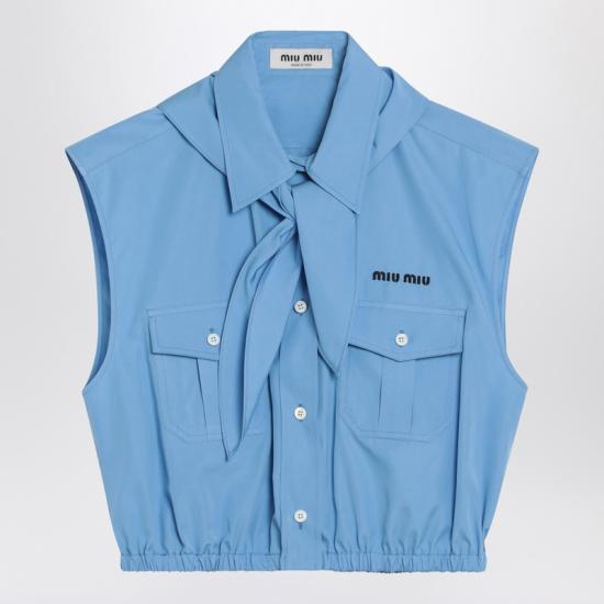 25SS 미우미우 민소매 티셔츠 MK1919OOO10RG Light blue