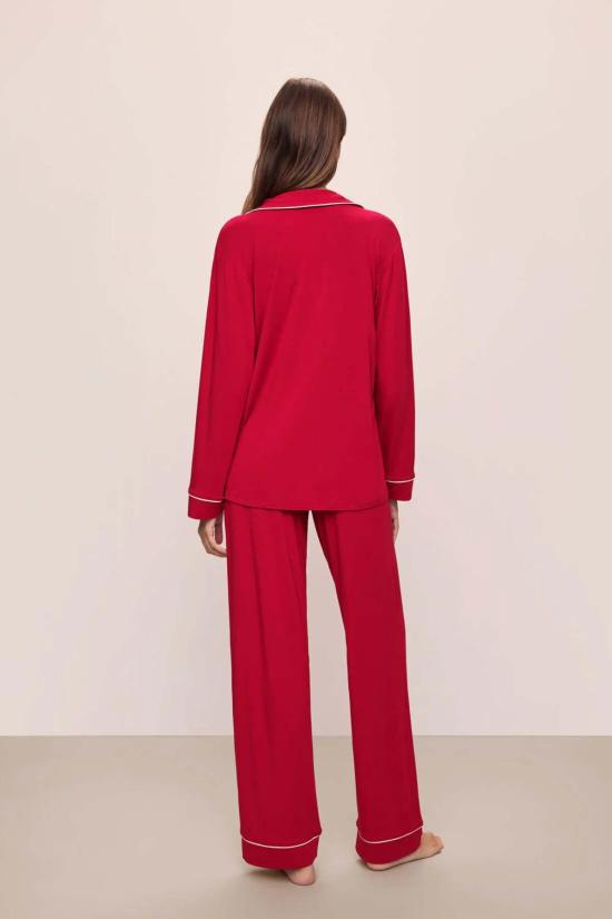  에버제이 라운지 웨어 지젤 롱 파자마 세트 오트 레드/아이보리 - EBERJEY