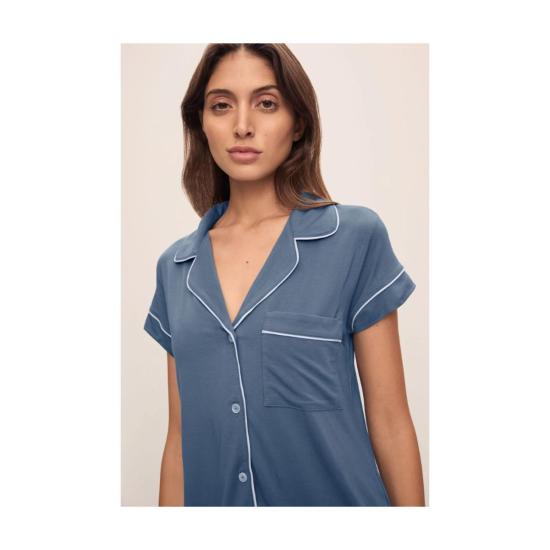  에버제이 언더웨어 지젤 반팔 크롭 파자마 세트 코스탈 블루/아이스 블루 - EBERJEY