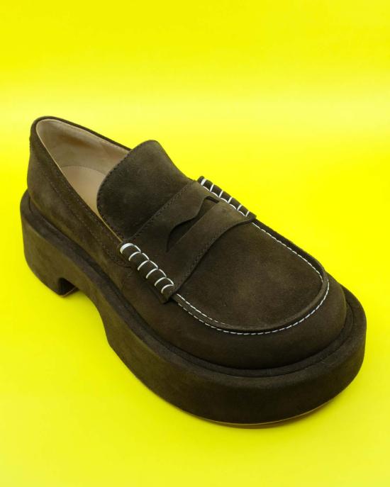  JW앤더슨 로퍼 JW 앤더슨 스웨이드 플랫폼 모카신 브라운 - JW ANDERSON