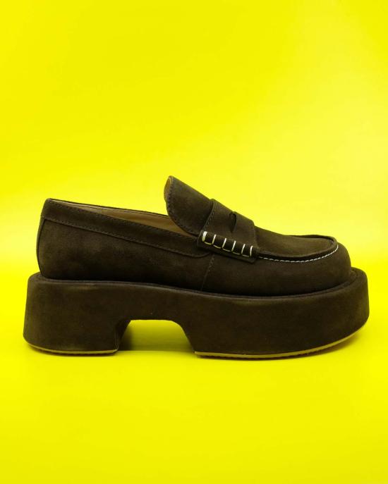  JW앤더슨 로퍼 JW 앤더슨 스웨이드 플랫폼 모카신 브라운 - JW ANDERSON