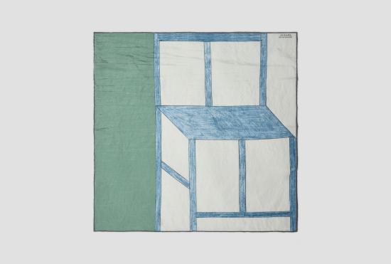 25SS 르메르 머플러/스카프 실크 스퀘어 60 블루 체어 - 드라이 실크 블루 체어 AC1223 LF1423 그린