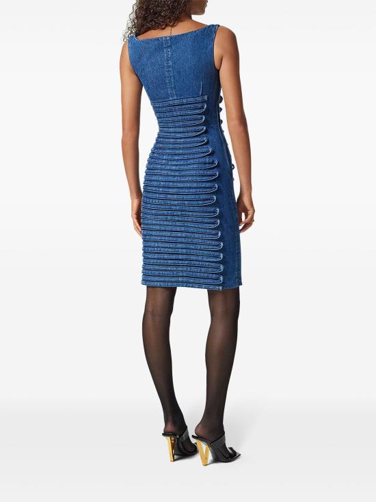 25SS 베르사체 미디 원피스 10186751A13346 1D800 Blue - VERSACE