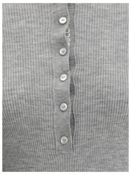 25FW 구찌 자수 캐시미어 실크 탑  810315XKD8J 1151 LIGHT GREY MEL MC - GUCCI