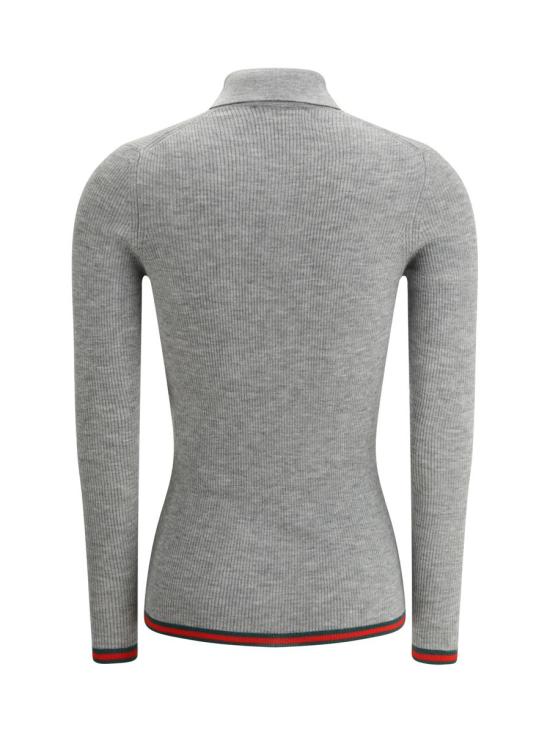 25FW 구찌 자수 캐시미어 실크 탑  810315XKD8J 1151 LIGHT GREY MEL MC - GUCCI