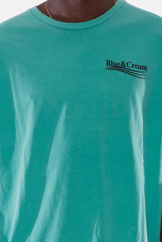  블루&크림 반팔 티셔츠 웨이브 티 시폼 - BLUE&CREAM