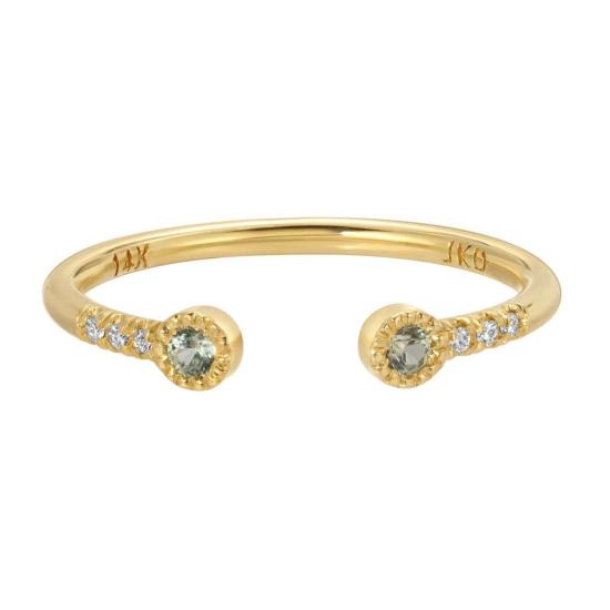  제니 권 디자인스 반지 제니 권 디자인 사파이어 베젤 이퀼리브리엄 커프 링 그린