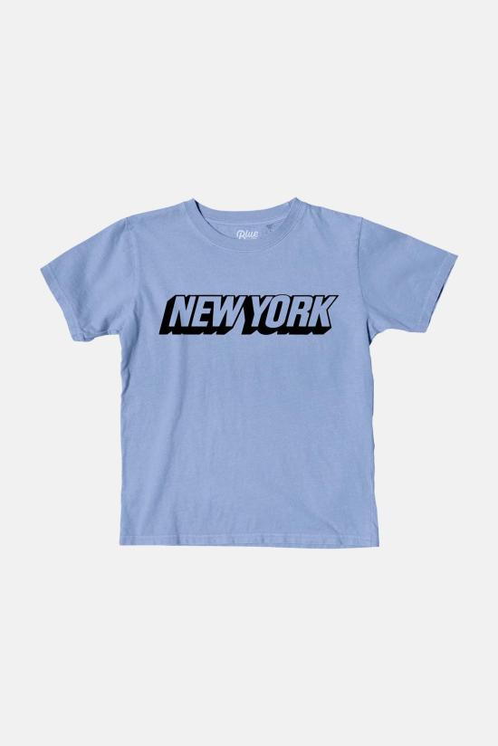  [키즈] 블루&크림 티셔츠 키즈  뉴욕 티 콘플라워 블루/블랙