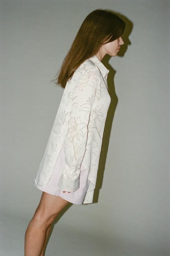  프리스카베라 셔츠 랩 어라운드 버튼 다운 셔츠 화이트 릴리 - PRISCAVERA