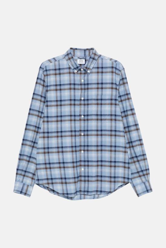  아스페시 셔츠 Aspesi 라이트 플란넬 버튼다운  블루 플레드