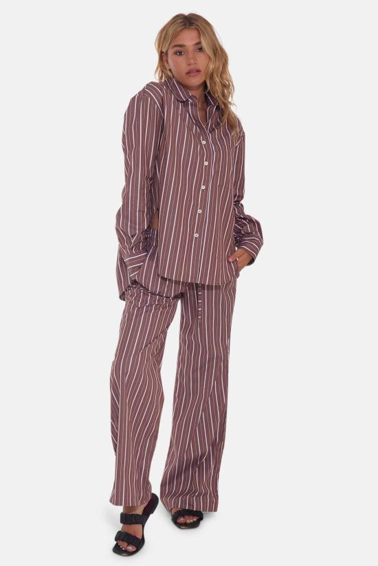  The Tile Club 후드 티셔츠 타일 클럽 릴리 팝린 보이프렌드 셔츠 브라운 스트라이프 - THE TILE CLUB