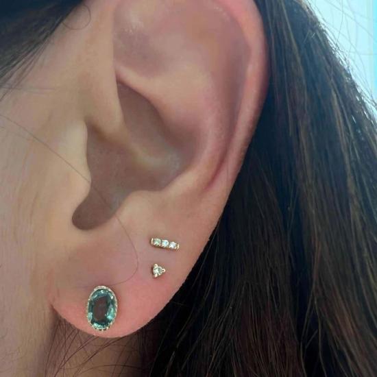  제니 권 디자인스 이어링 제니 권 디자인 그린 사파이어 오벌 위스프  14K 옐로우/14K 로즈/14K 화이트 - JENNIE KWON DESIGNS