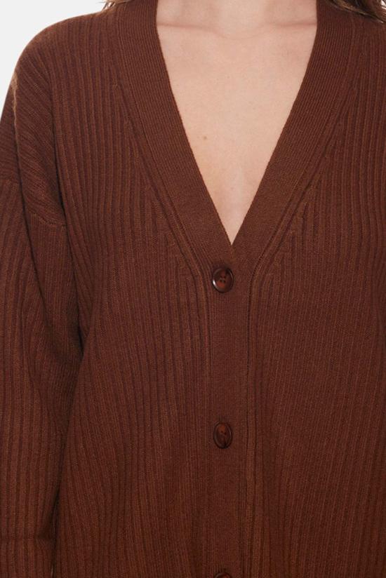  더 타일 클럽 가디건 타일 클럽 루시 리브 코쿤 카디건 브라운 - THE TILE CLUB