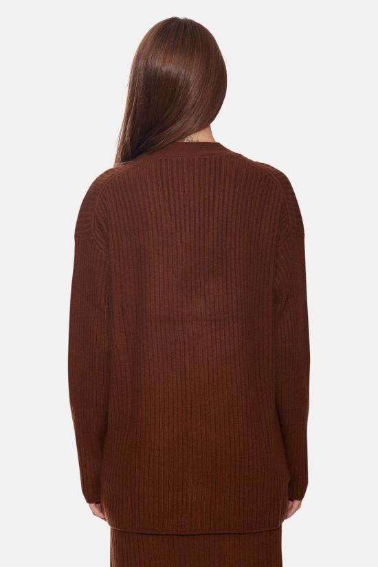  더 타일 클럽 가디건 타일 클럽 루시 리브 코쿤 카디건 브라운 - THE TILE CLUB