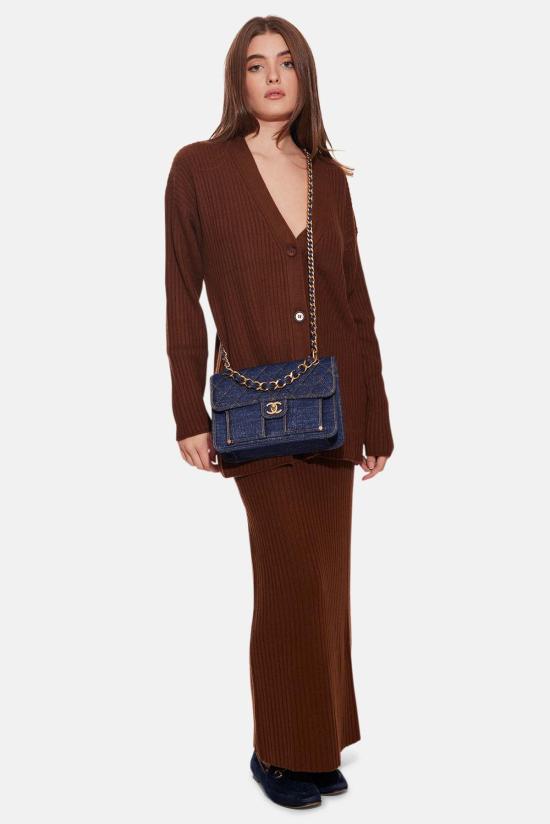  더 타일 클럽 가디건 타일 클럽 루시 리브 코쿤 카디건 브라운 - THE TILE CLUB