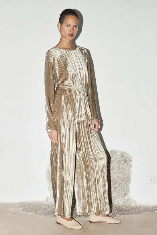  다두라 블라우스 다투라 실크 벨벳 엔센스 탑 펄