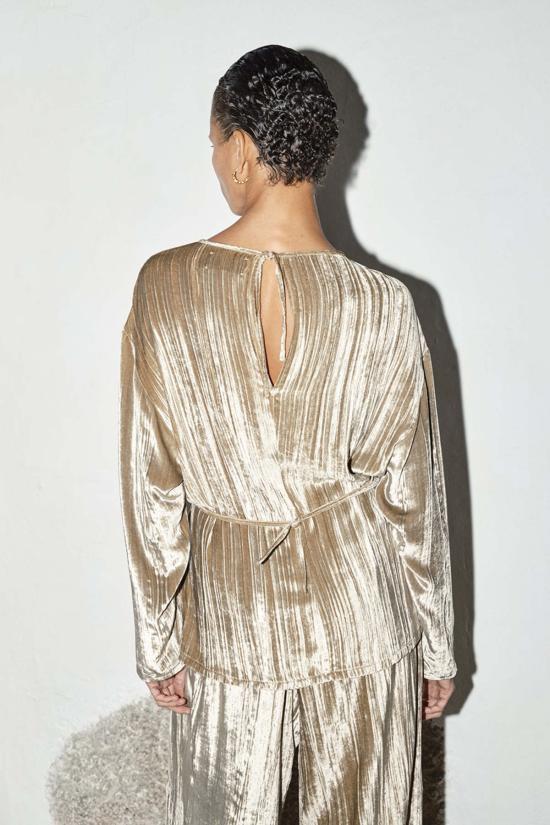  다두라 블라우스 다투라 실크 벨벳 엔센스 탑 펄 - DATURA