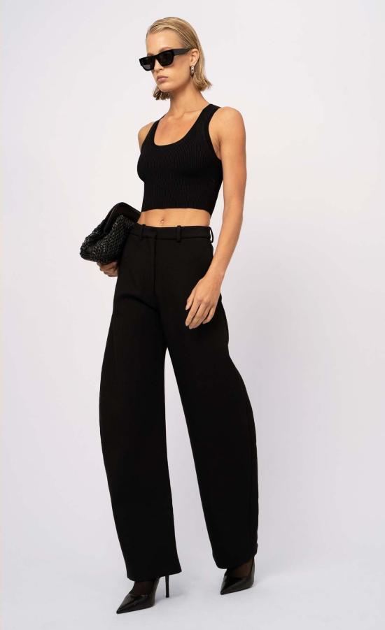  논살란트 레이블 민소매 티셔츠 넌캐럴런트 라벨 이브 크롭 블랙 - NONCHALANT LABEL