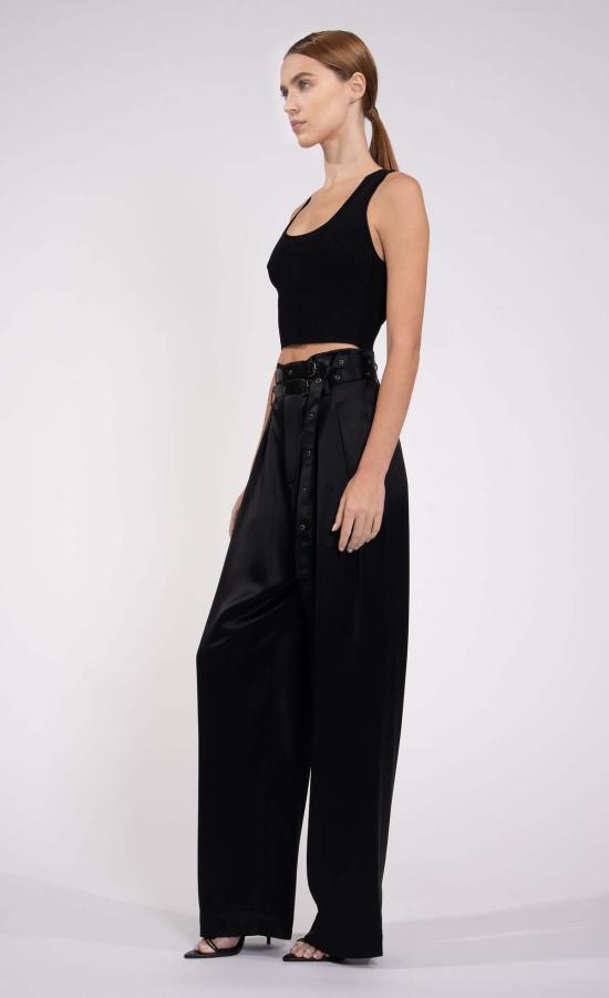  논살란트 레이블 민소매 티셔츠 넌캐럴런트 라벨 이브 크롭 블랙 - NONCHALANT LABEL