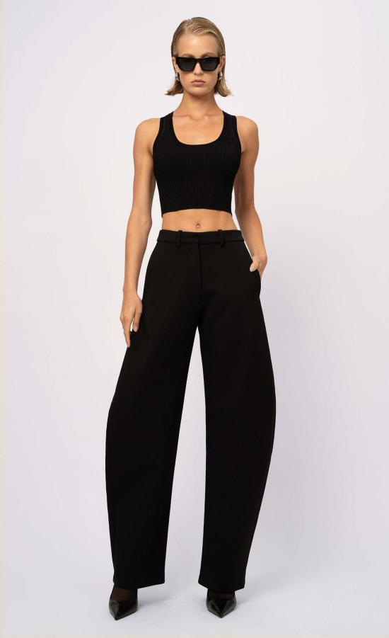  논살란트 레이블 민소매 티셔츠 넌캐럴런트 라벨 이브 크롭 블랙