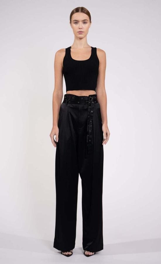  논살란트 레이블 민소매 티셔츠 넌캐럴런트 라벨 이브 크롭 블랙 - NONCHALANT LABEL