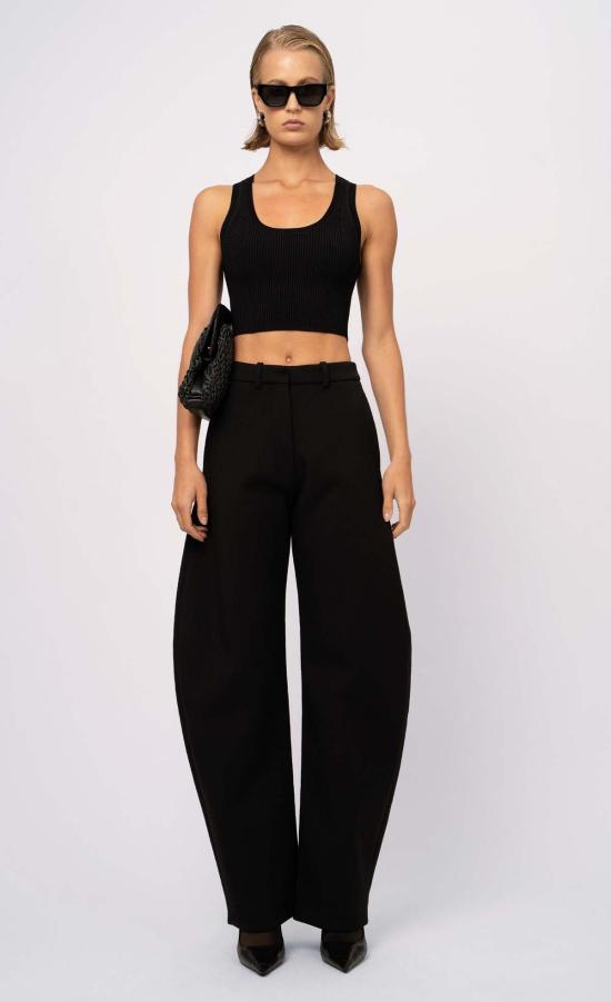  논살란트 레이블 민소매 티셔츠 넌캐럴런트 라벨 이브 크롭 블랙 - NONCHALANT LABEL