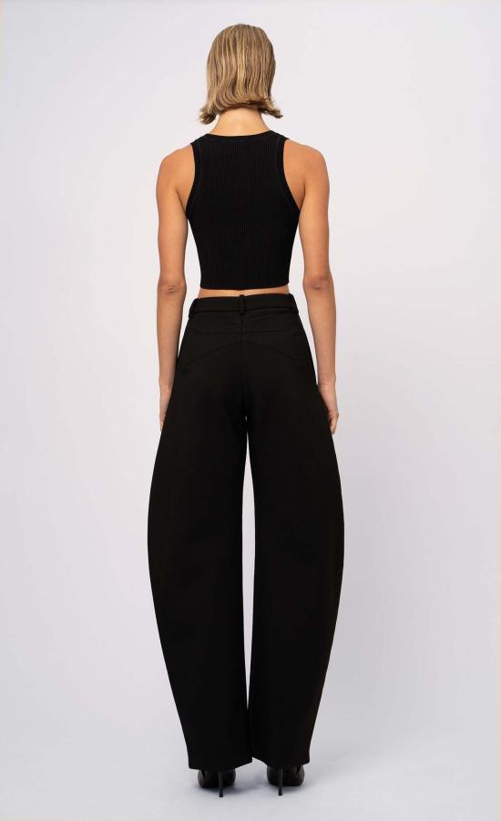  논살란트 레이블 민소매 티셔츠 넌캐럴런트 라벨 이브 크롭 블랙 - NONCHALANT LABEL