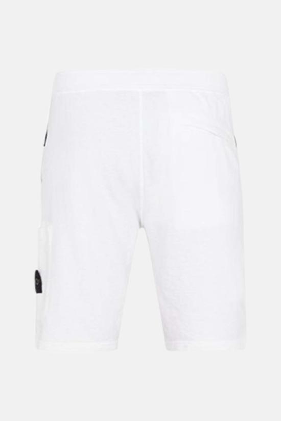  스톤 아일랜드 숏팬츠 올드 트리트먼트 플리스 버뮤다 반바지 화이트 - STONE ISLAND