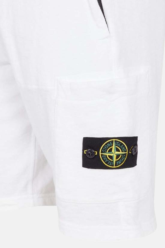  스톤 아일랜드 숏팬츠 올드 트리트먼트 플리스 버뮤다 반바지 화이트 - STONE ISLAND