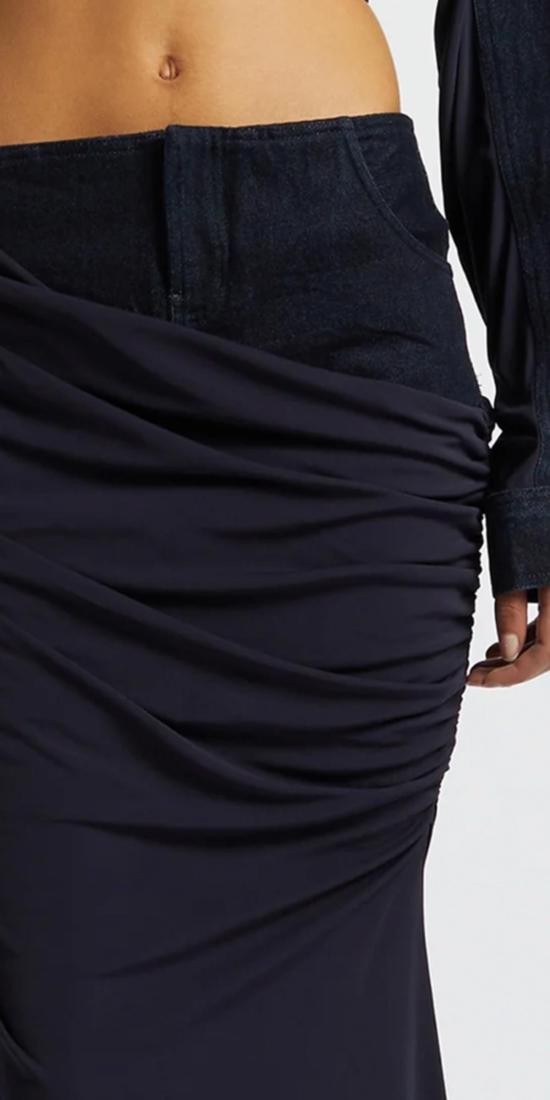  크리스토퍼에스버 롱 스커트 크리스토퍼 에스버 랩드 데님 컬럼 스커트 잉크 - CHRISTOPHER ESBER