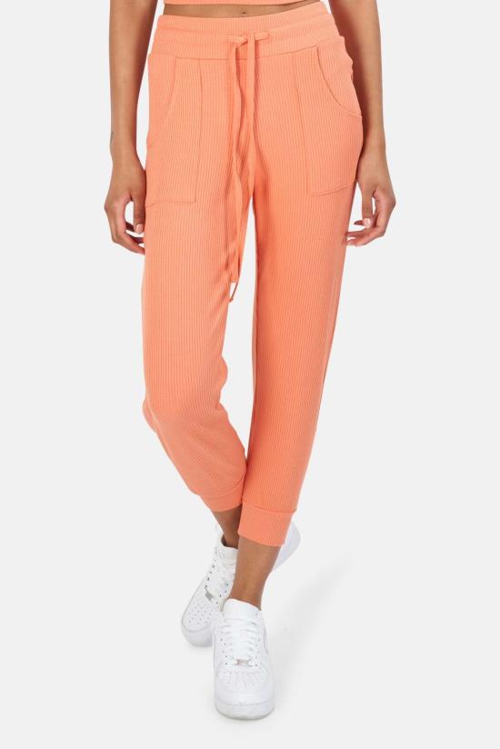  더레인지 스트레이트 팬츠 레인지 합금 리브 조거 테라코타