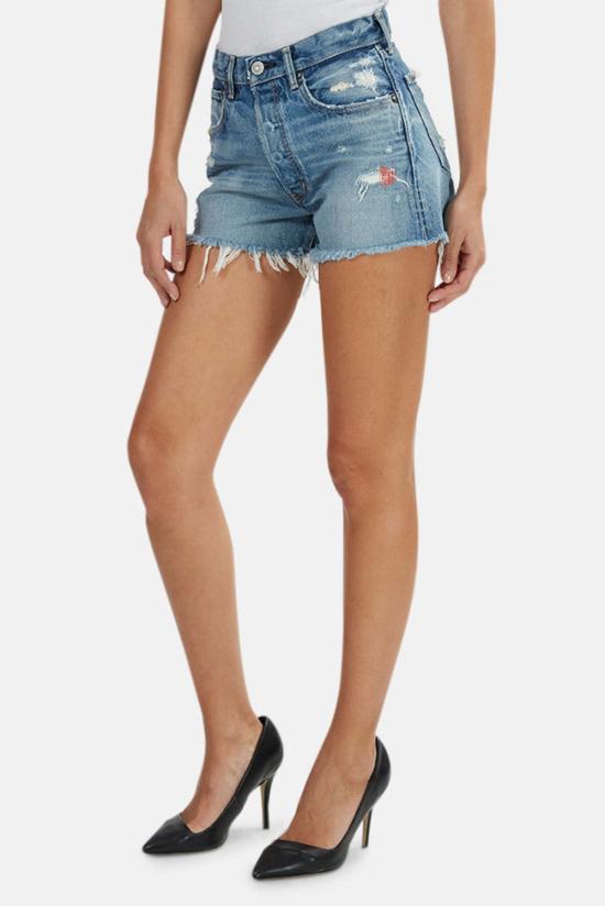  마우지 데님 숏팬츠 Moussy Calumet 반바지 블루 - MOUSSY