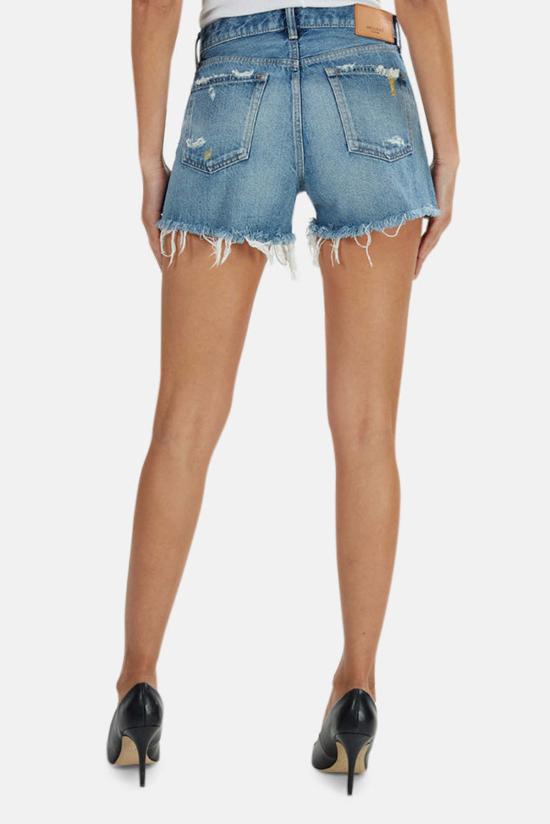  마우지 데님 숏팬츠 Moussy Calumet 반바지 블루 - MOUSSY
