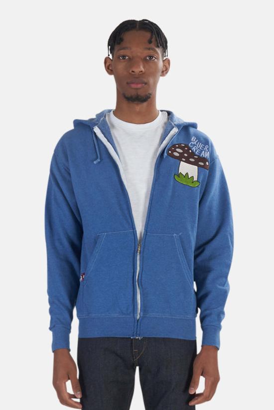  Blue&Cream 후드 티셔츠 블루&크림 머쉬룸 후드 티셔츠 블루