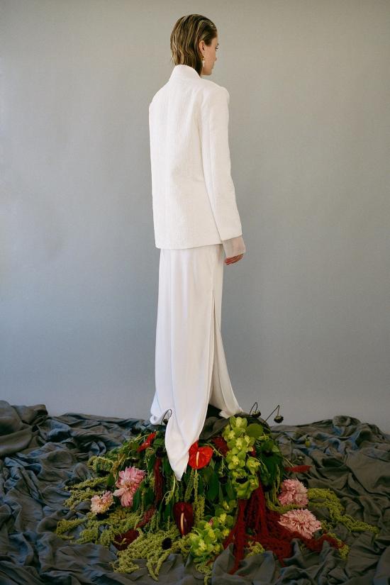  케이코 수트 자켓 Kk Co 포리지 플라워 자카드 블레이저 블랑코 - KKCO