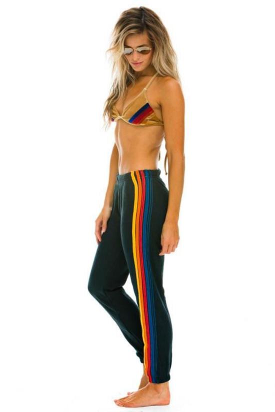  에비에이터 에디션 스트레이트 팬츠 Aviator Nation 5 스트라이프 스웨트 팬츠 차콜