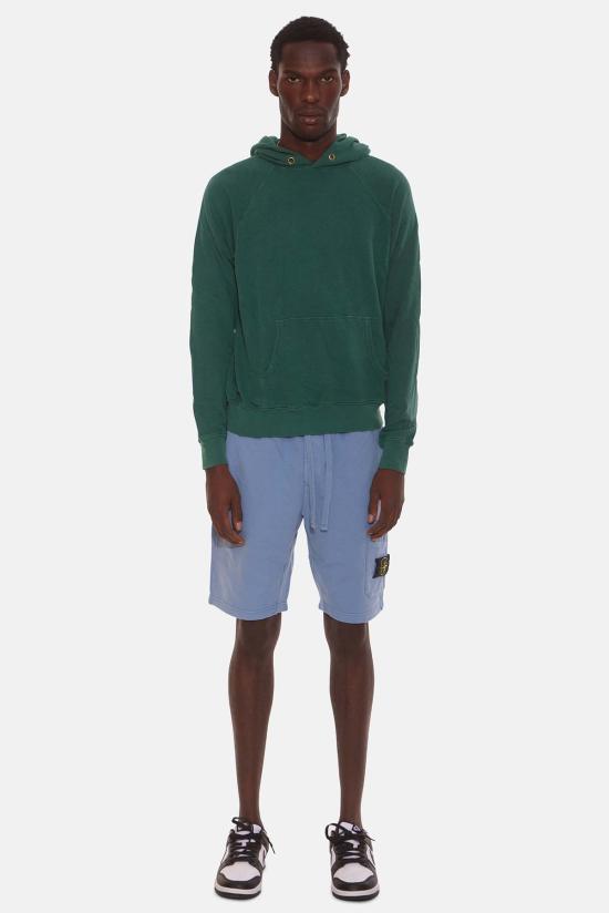  스톤 아일랜드 숏팬츠 브러시드 플리스 버뮤다 반바지 미드 블루 - STONE ISLAND