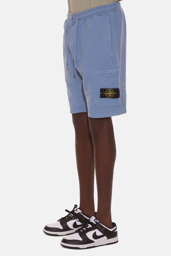  스톤 아일랜드 숏팬츠 브러시드 플리스 버뮤다 반바지 미드 블루 - STONE ISLAND