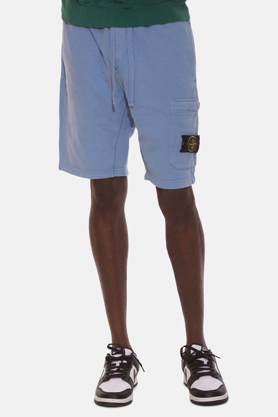  스톤 아일랜드 숏팬츠 브러시드 플리스 버뮤다 반바지 미드 블루 - STONE ISLAND